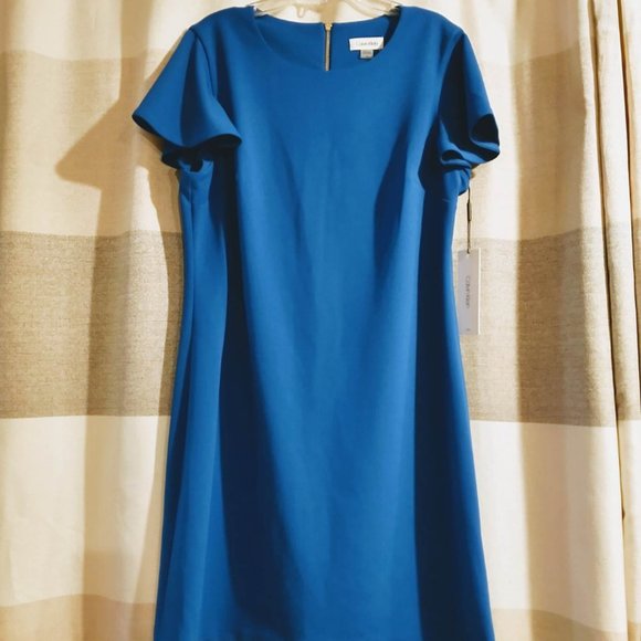 Calvin Klein Dresses & Skirts - NWT Calvin Klein Royal Blue Flutter Sleeves Dress